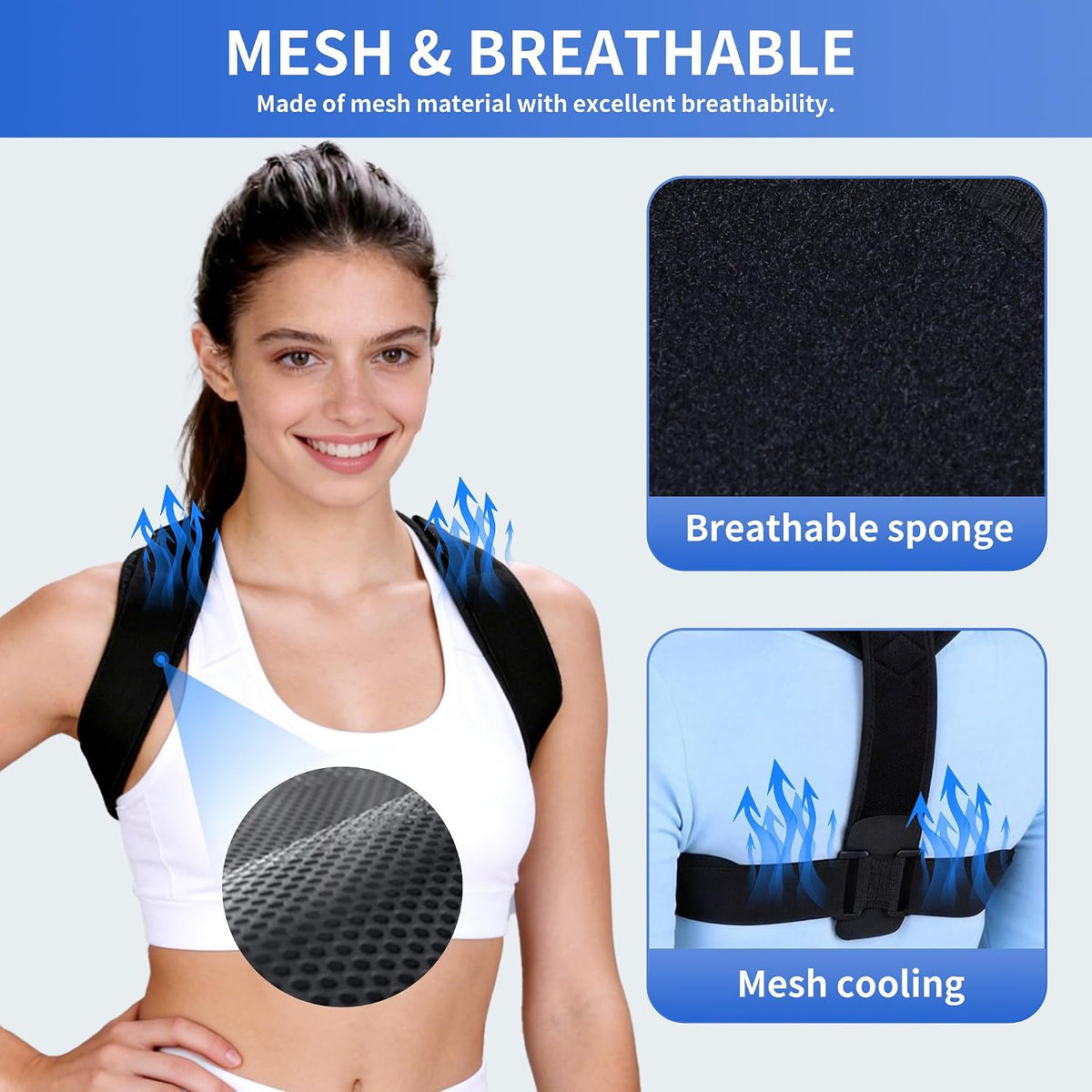 Posture Corrector Women Men, Adjustable Upper Back Neck Shoulder