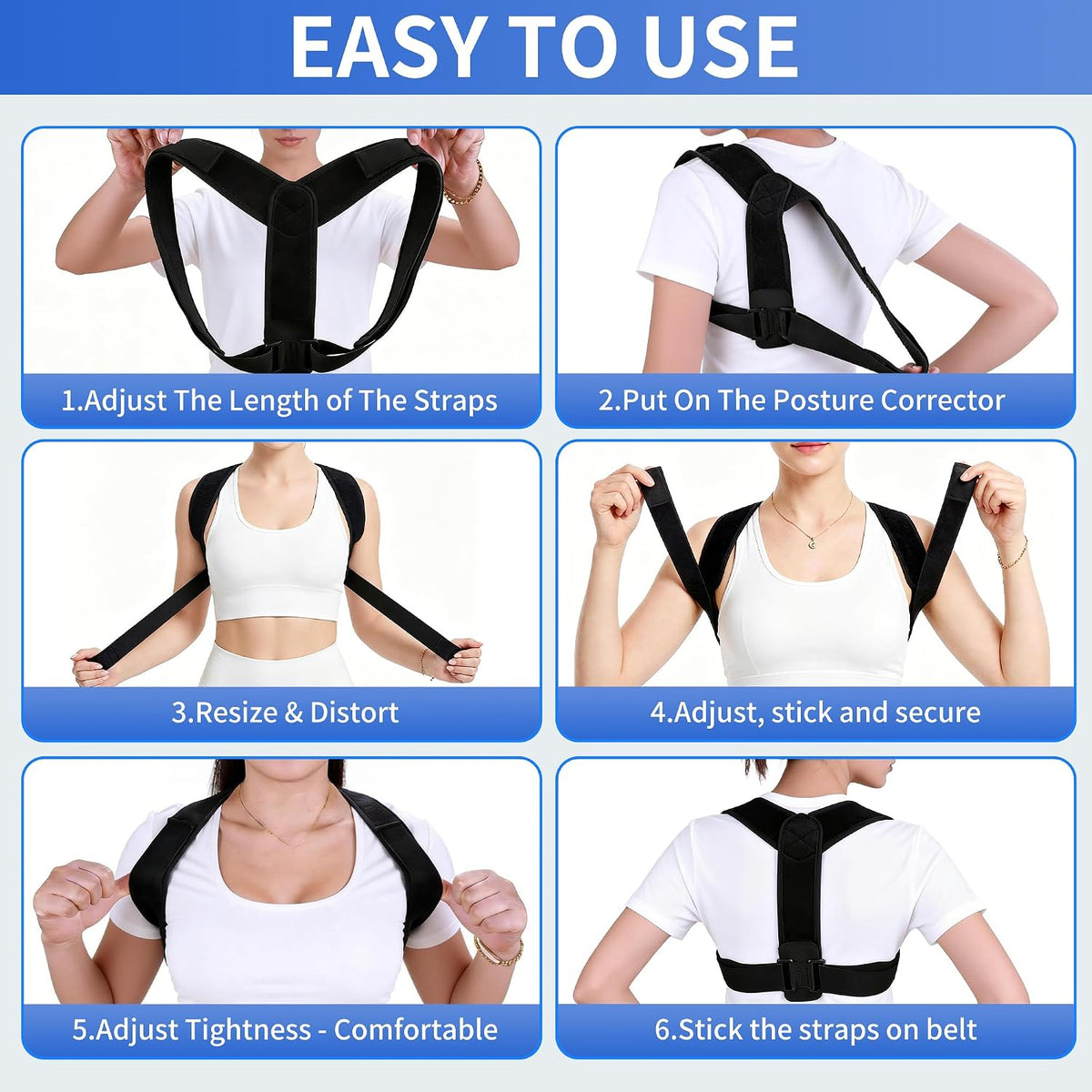 Posture Corrector Women Men, Adjustable Upper Back Neck Shoulder