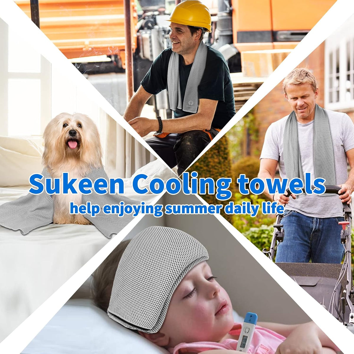 4 Pack Cooling Towels (40"X12") for Neck and Face Instant Cooling