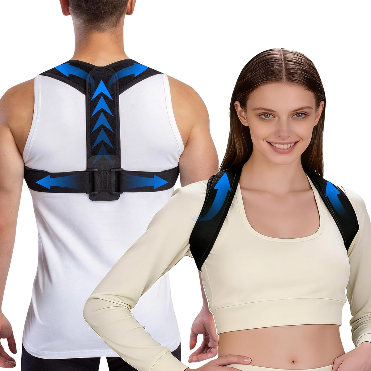 Posture Corrector Women Men, Adjustable Upper Back Neck Shoulder
