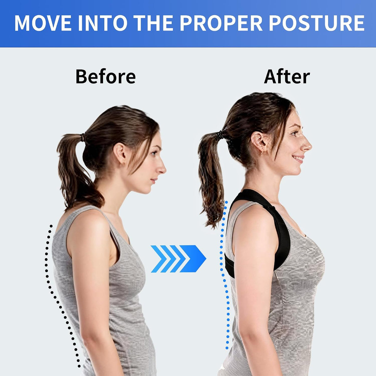 Posture Corrector Women Men, Adjustable Upper Back Neck Shoulder