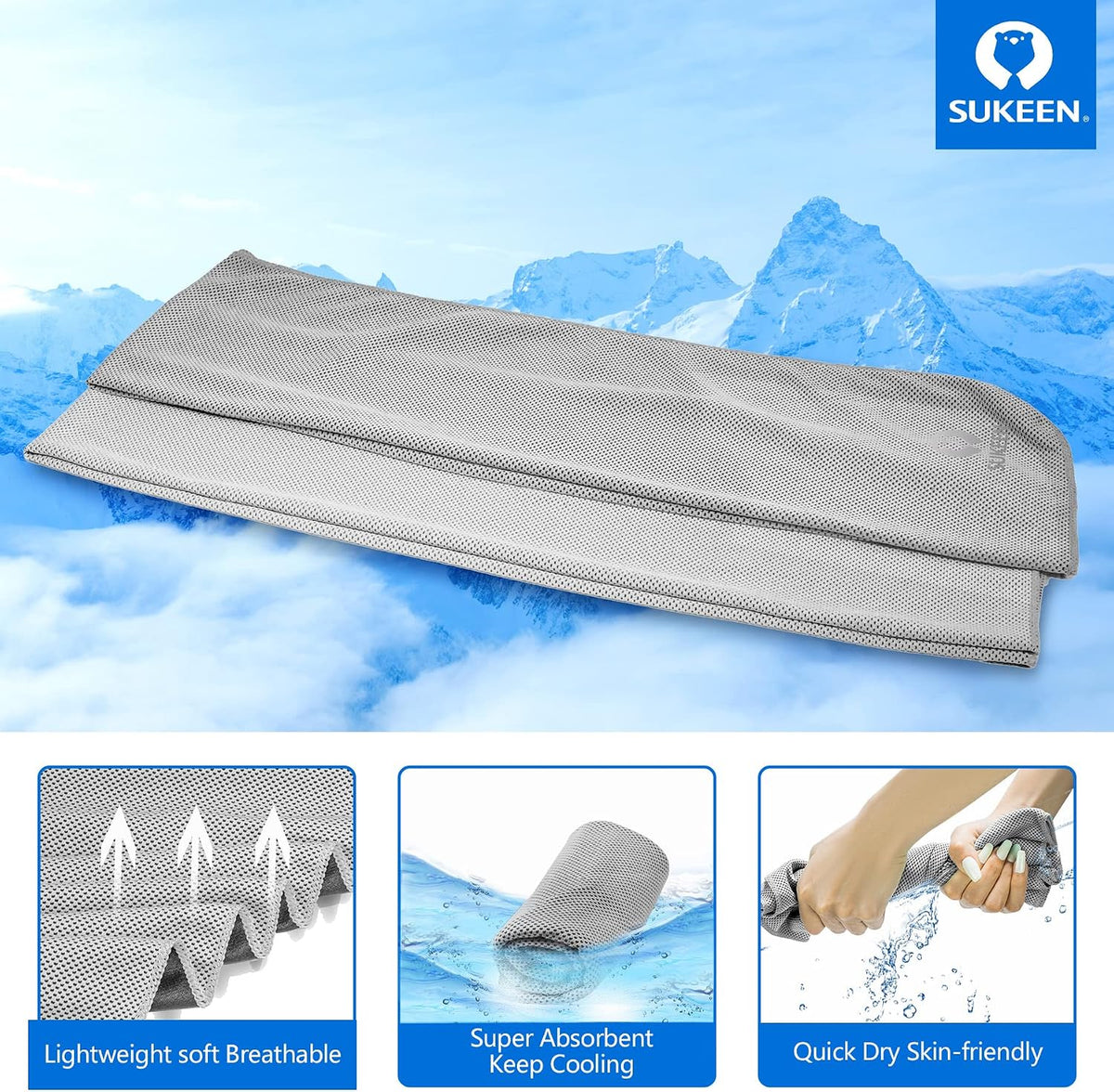 4 Pack Cooling Towels (40"X12") for Neck and Face Instant Cooling